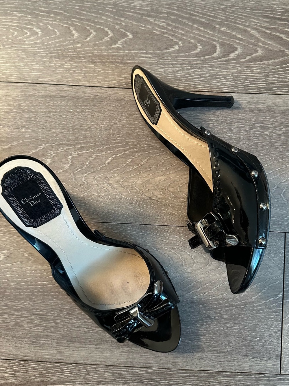 Dior Black Patent Leather Mules